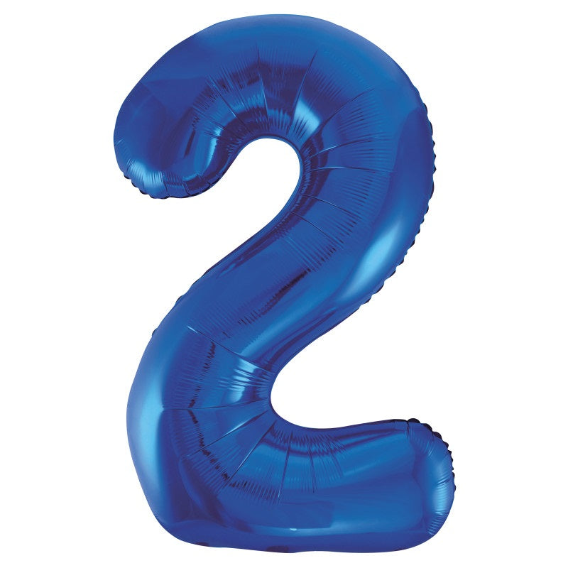 Royal Blue Number 2 Shaped Foil Balloon 34"  Packaged