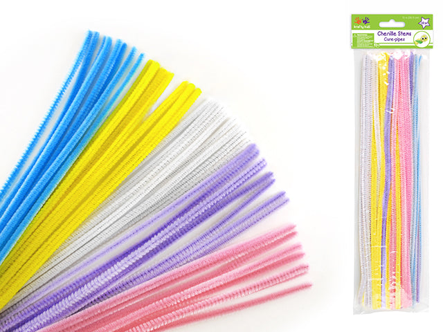 Chenille Stems: 6mmx30cm Standard Pipe Cleaners 40pc K) Pastel Mix