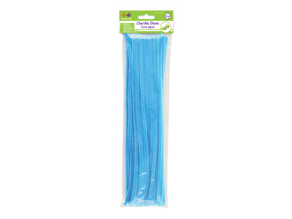 Chenille Stems: 6mmx30cm Standard Pipe Cleaners 40pc G) Light Blue