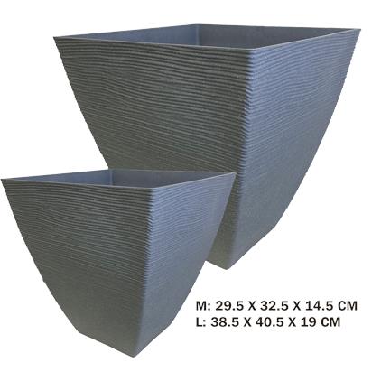 SQUARE PLANTER-6PC SET-GREY - 385X405X190