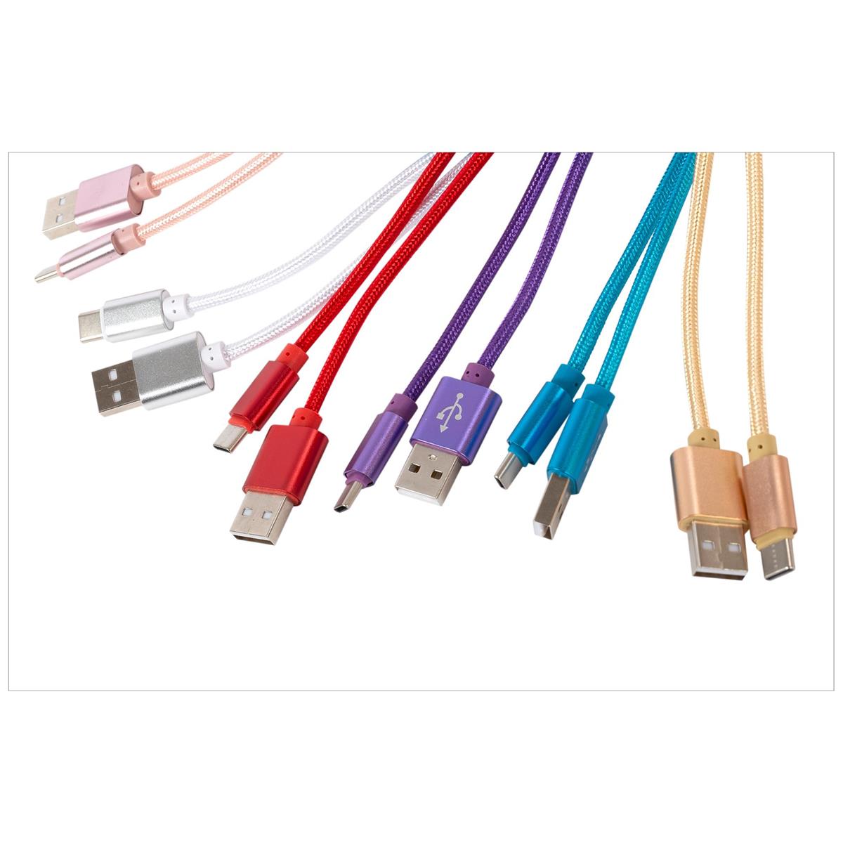 iFocus 8ft. Type C Braided cable 6c Mix, Velcro strap