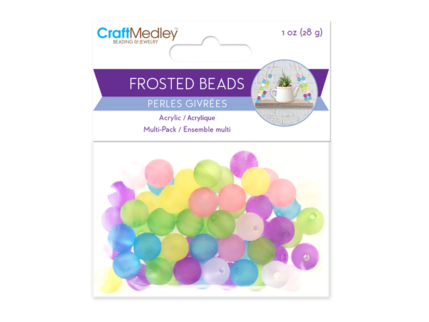 Acrylic Beads: 28g Multi-Packs B) 10mm Round Frosted