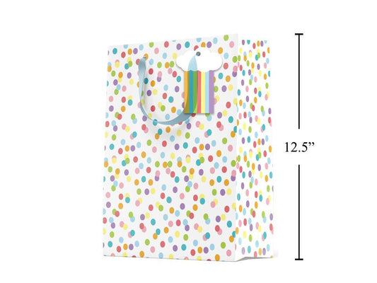 Paper T. Gift Bag, Large, Rainbow Dots, Matte/HS,