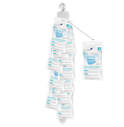 DISPOSABLE FACE MASK, 10 PK Clip-Strip 12/units