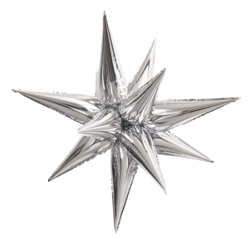 Silver 12 Point 3D Star Foil Balloon - Jumbo