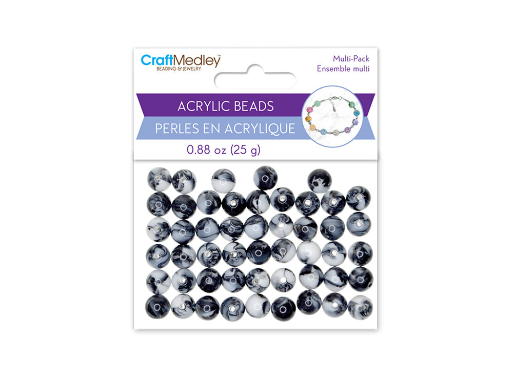 Acrylic Beads: 10mm Round Multi-Packs 25g B) Marble Classic
