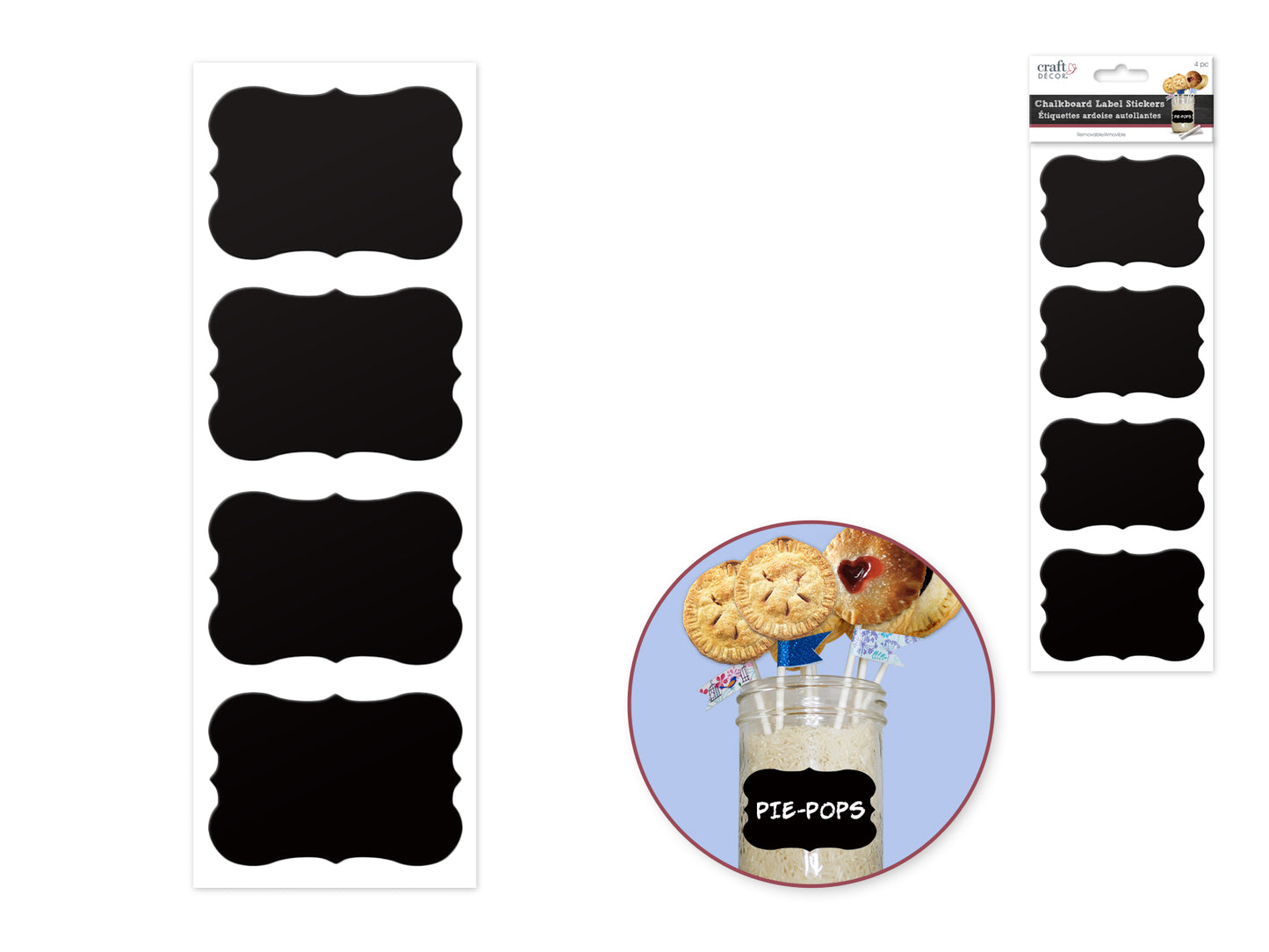 Craft Decor: 2.5"x3.75" Chalkboard Label Sticker x4 C) Style #3