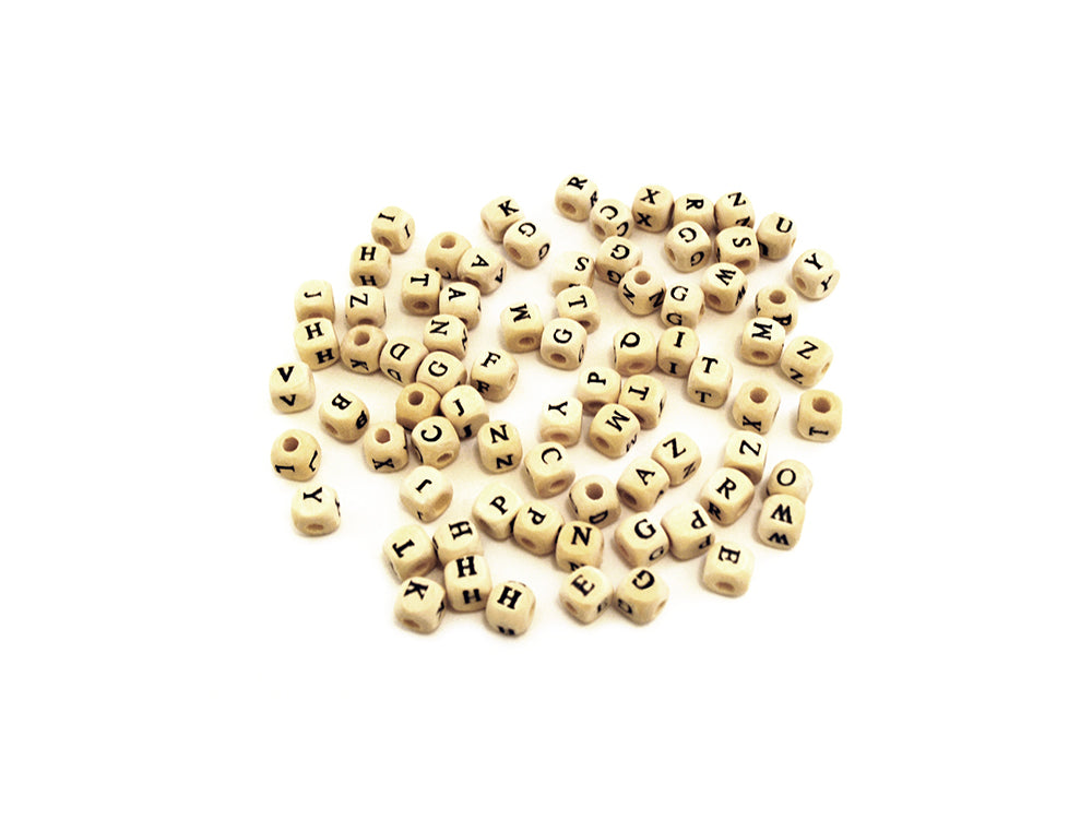 Wood Beads: 8mm Alphabet Beads 70/pk Asst A) Natural