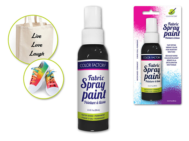 Color Factory Fabric Paint: 60ml (2fl.oz) Spray Paint H) Black