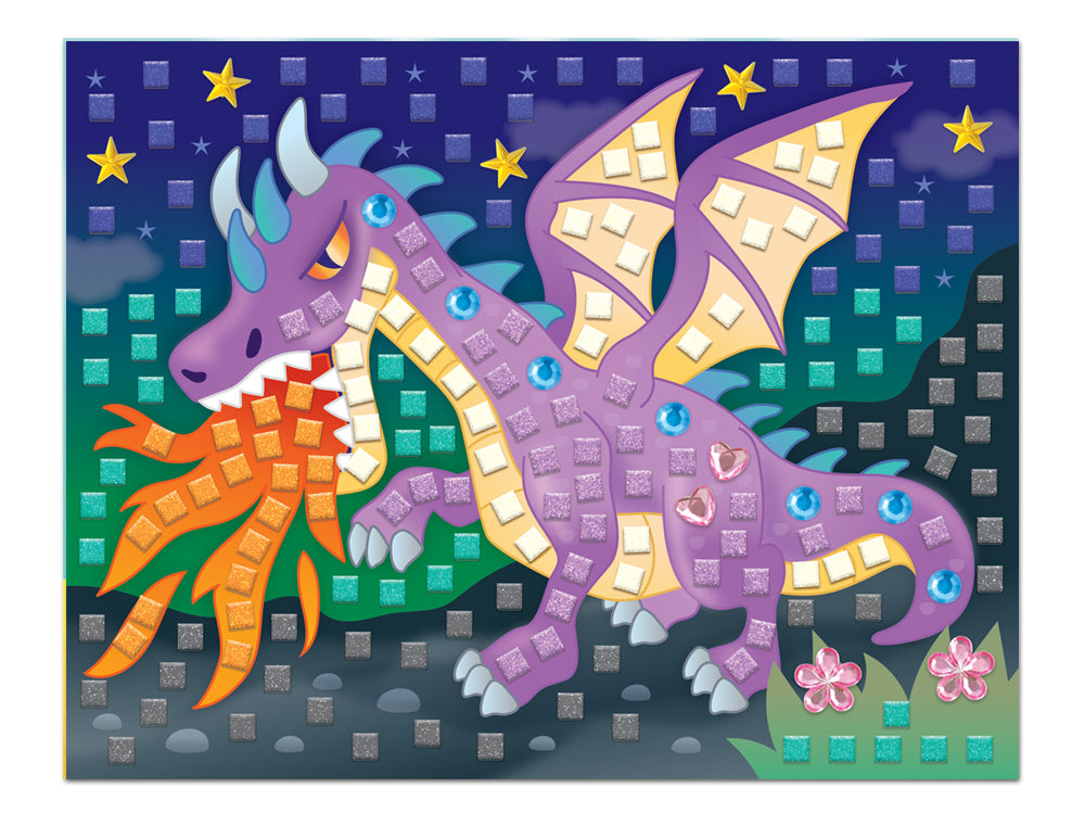 Krafty Kids Kit: DIY Glitter Mosaic Art Kit w/Gems E) Dragon