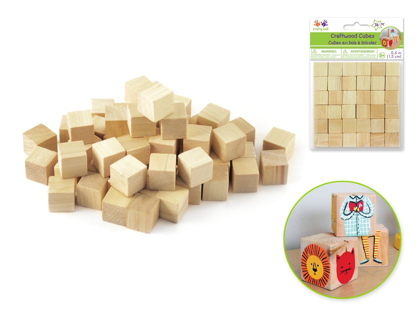Craftwood: 5/8" (15mm) Cubes 36/pk Natural