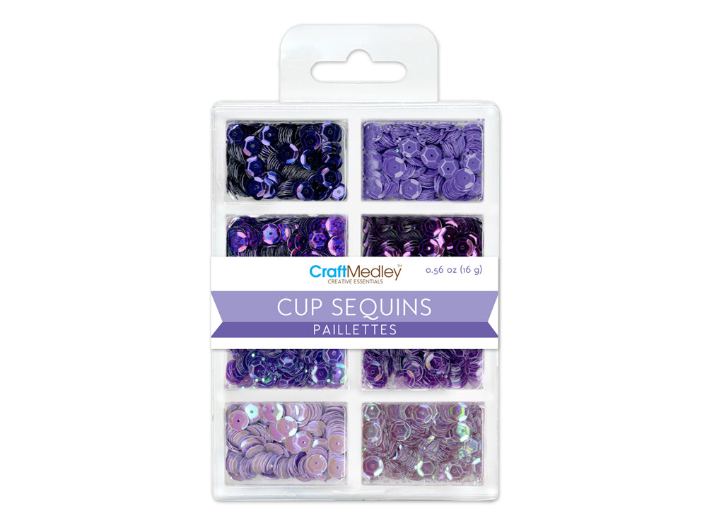 Craft Medley: 6mm Cup Sequins 25g Plastic Case 8-comp F) Viola