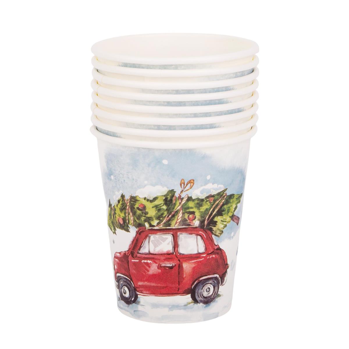 Xmas 8ct 9oz. Paper Cups shrinkwrap
