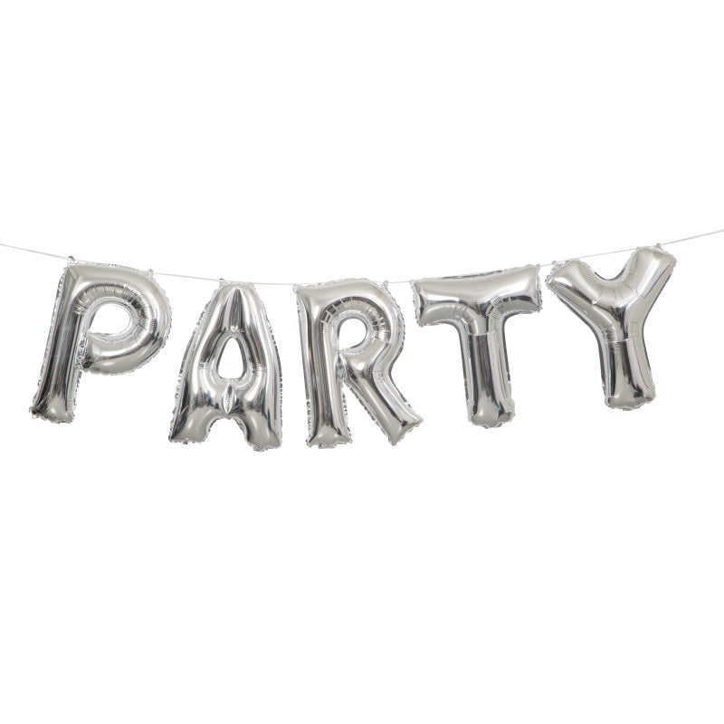 Silver Party Foil Letter Balloon Banner Kit  14"