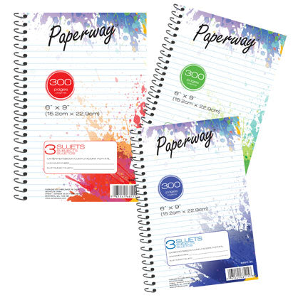 SPIRAL BOOK 3 SUBJECTS - 300 6" X 9"