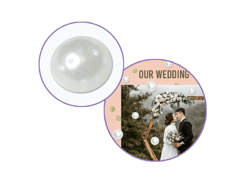 Paper Craft Embellishment: 6/8/10mm Gems x300 Peel-n-Stick D) Pearl