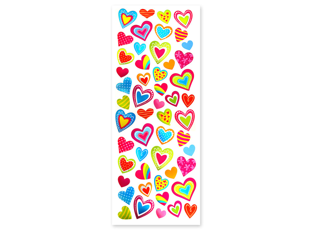 Paper Craft Stickers: 4.75"x12" Foil Icons 3D E) Heart Medley