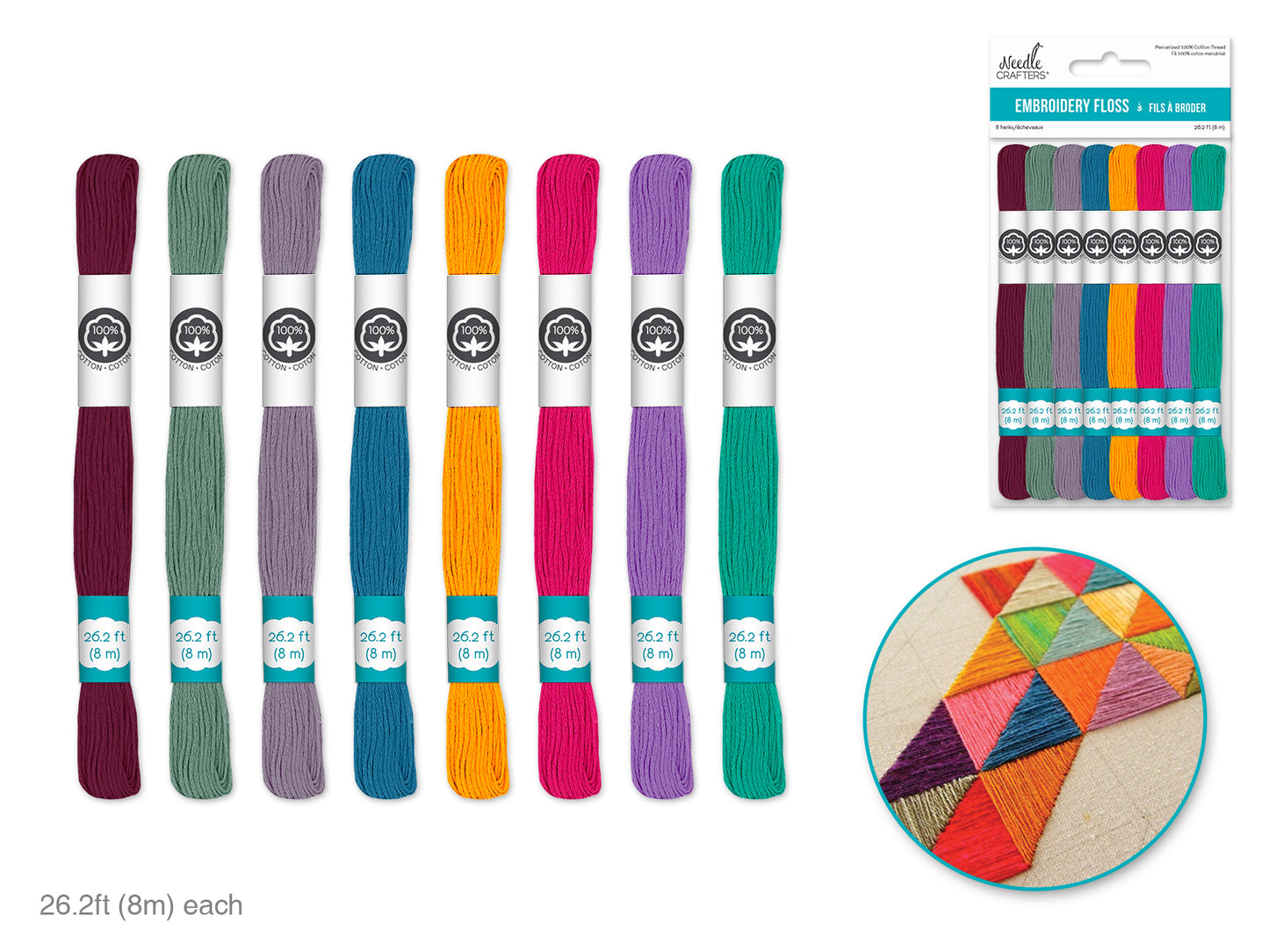Needlecrafters: 8m Cotton Embroidery Floss 8 Hanks/pkg B) Glamour Asst