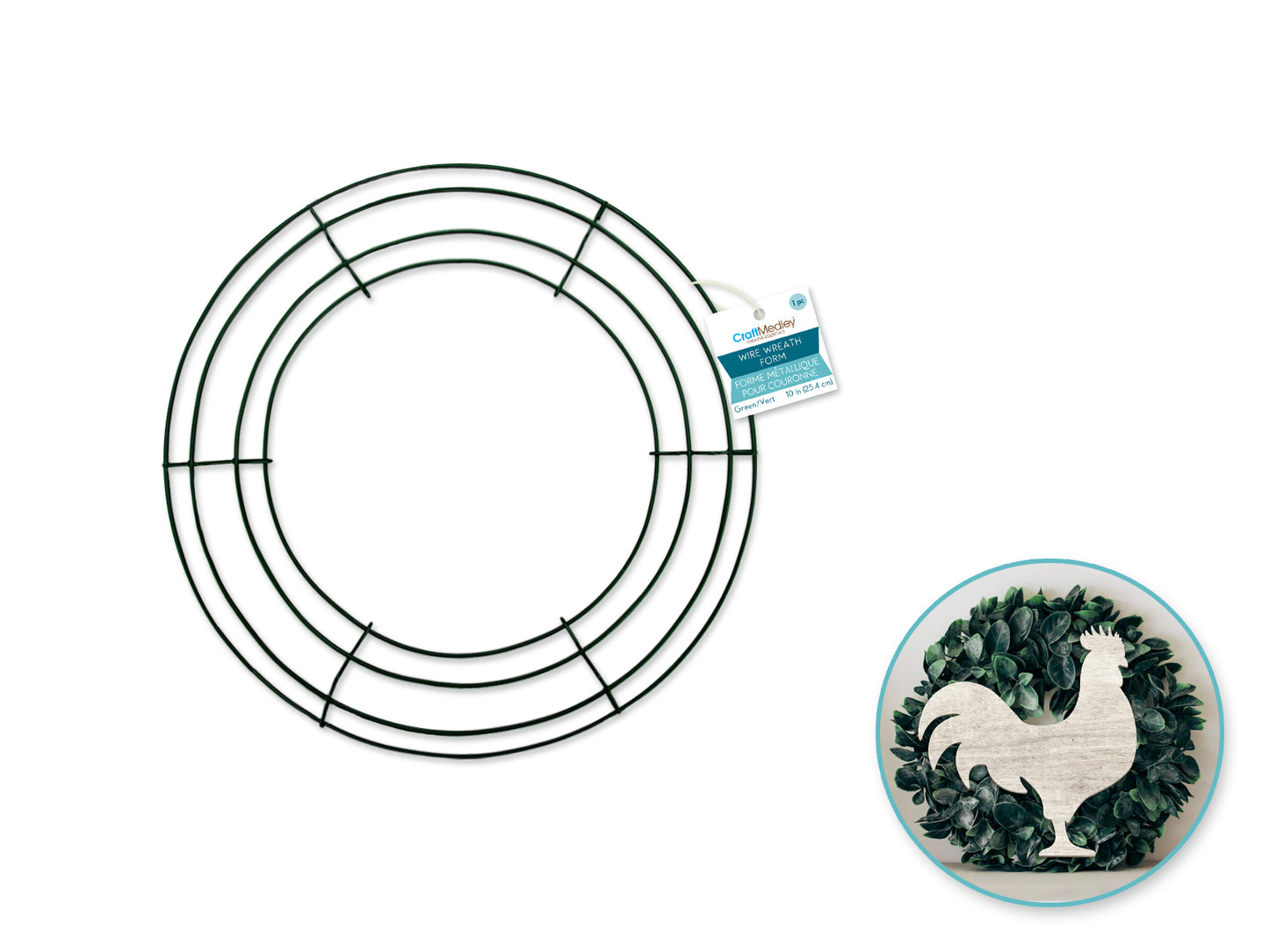 Wire Wreath Form: 10" Green 4-Ring