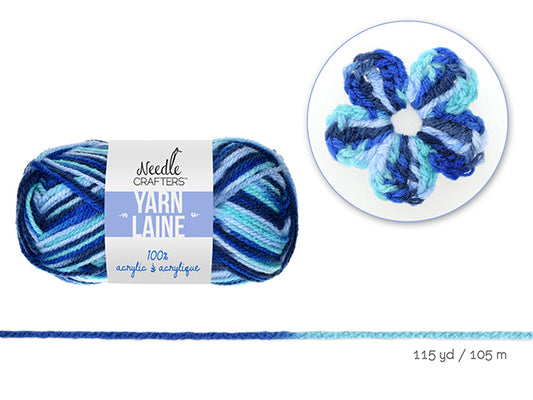 Needlecrafters: 50g Acrylic Yarn Multi-Dyed Ball L) Shades of Blue