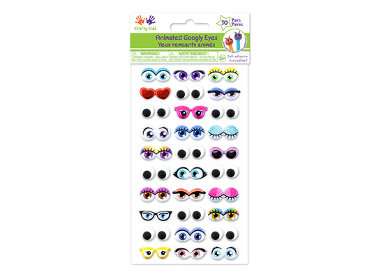 Self-Stick Googly Eyes: Animation Glitter & Googlies 30 Pairs B) Accessorize
