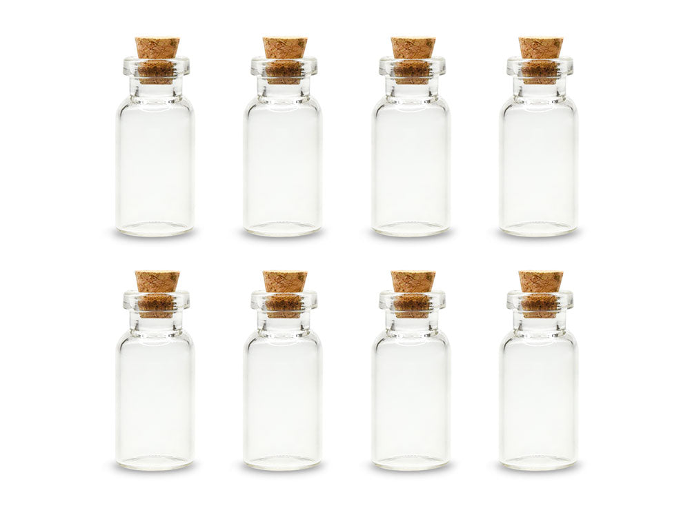 Glass Bottles: Mini Containers w/Cork Lid x8 2ml