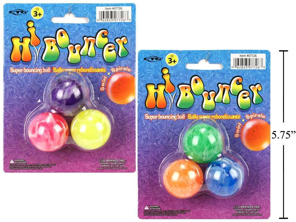 3-pc. 35mm Swirl Bounce ball, 2 col., b/c