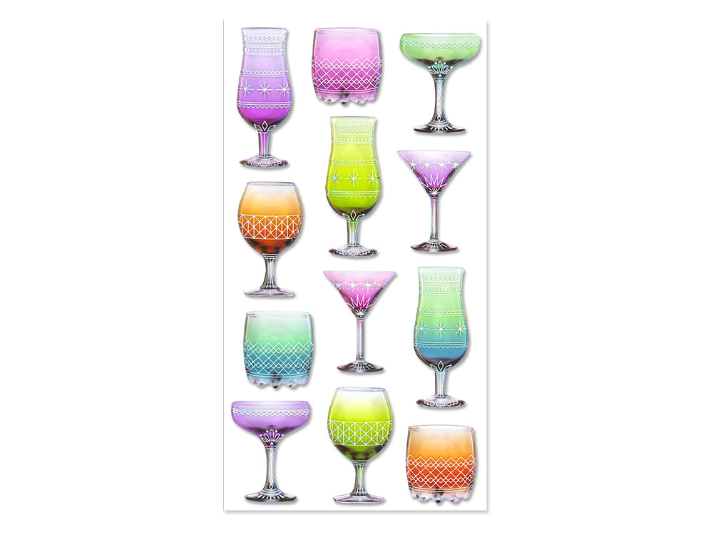 Paper Craft Sticker: 3.8"x6.9" 3D Foil Ombre F) Cocktail
