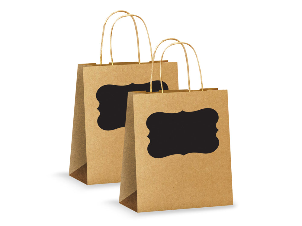 Party Craft: 8"x10"x4" Chalk-It-Up Gift Bags 2pk B) Kraft