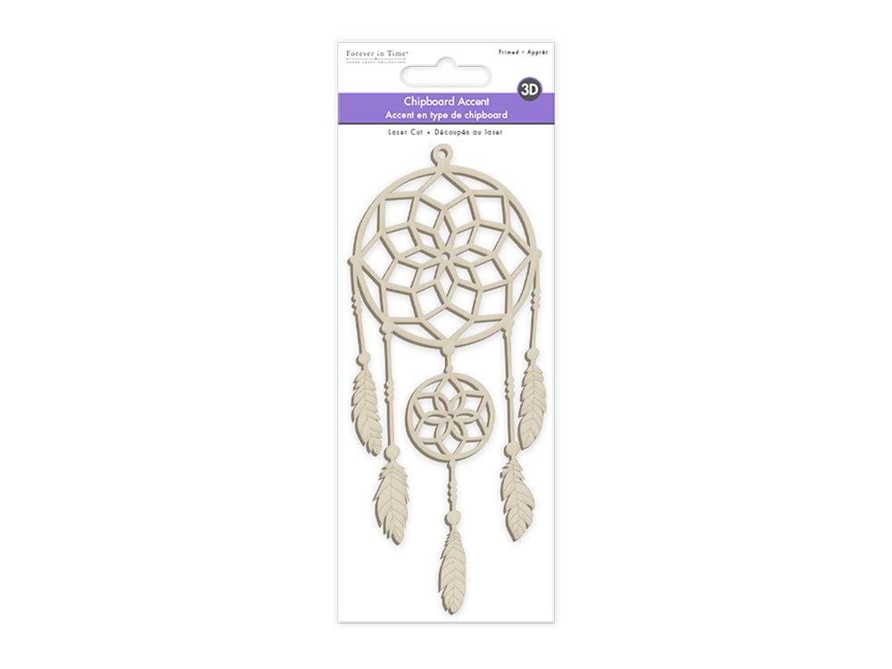 Paper Craft Embellishment: Laser-Cut Primed Chipboard Accents E) Dream Catcher