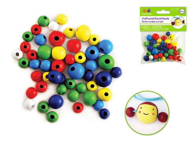 Craftwood: 10mm-16mm Asst Round Beads 50/pk Colored