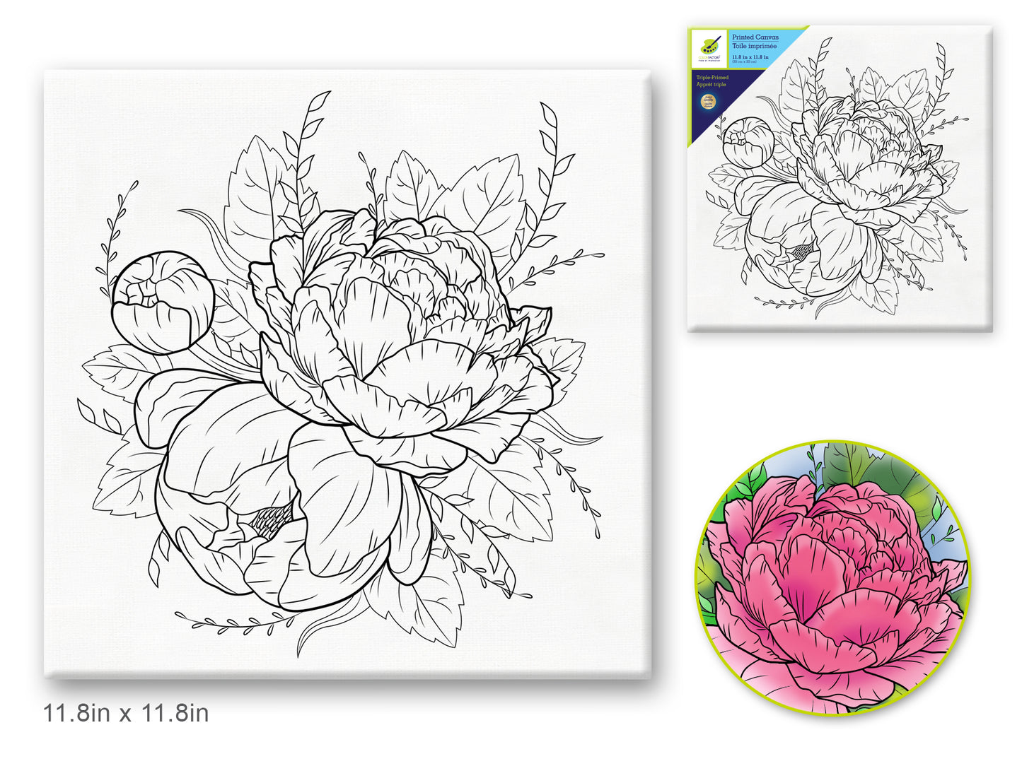 Stretch Artist Printed Canvas: 12"x12" Primed Back-Stapled I) Floral Bloom