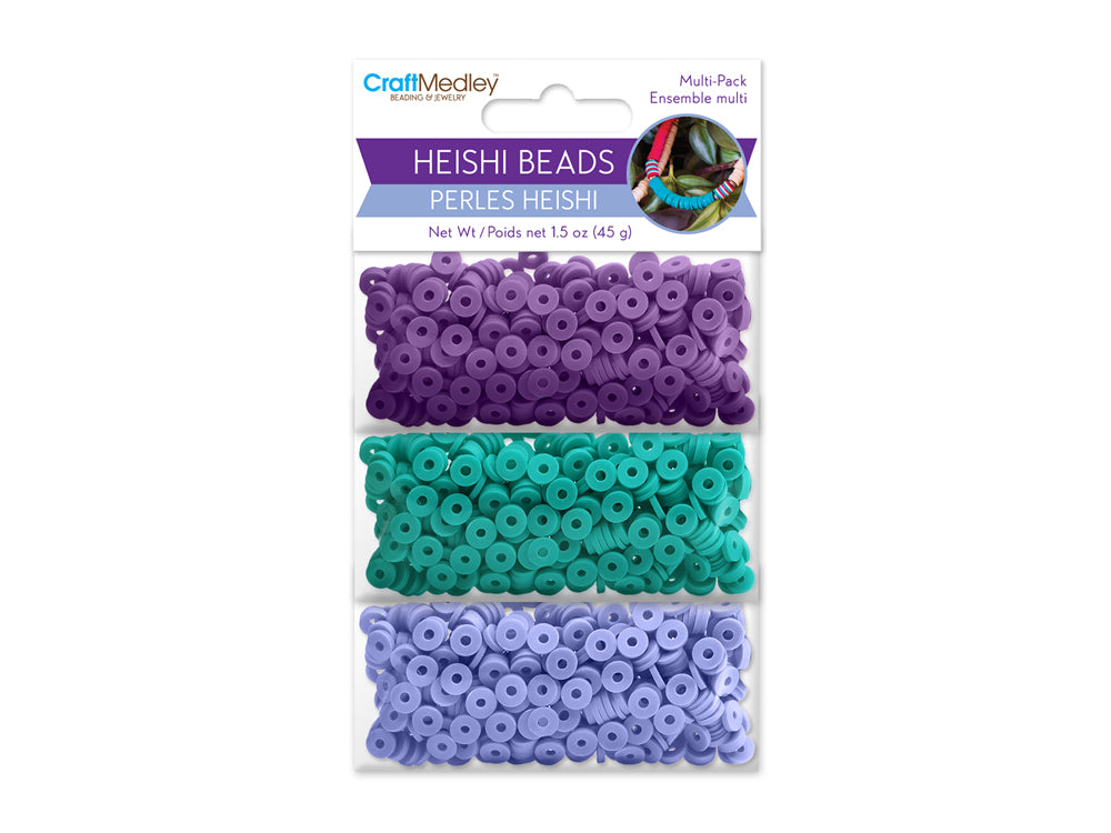 Polymer Clay Beads: 6mm Round Heishi 45g 3-Col 15g ea D) Glam