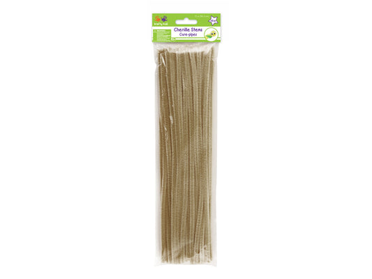 Chenille Stems: 6mmx30cm Standard Pipe Cleaners 40pc A) Beige