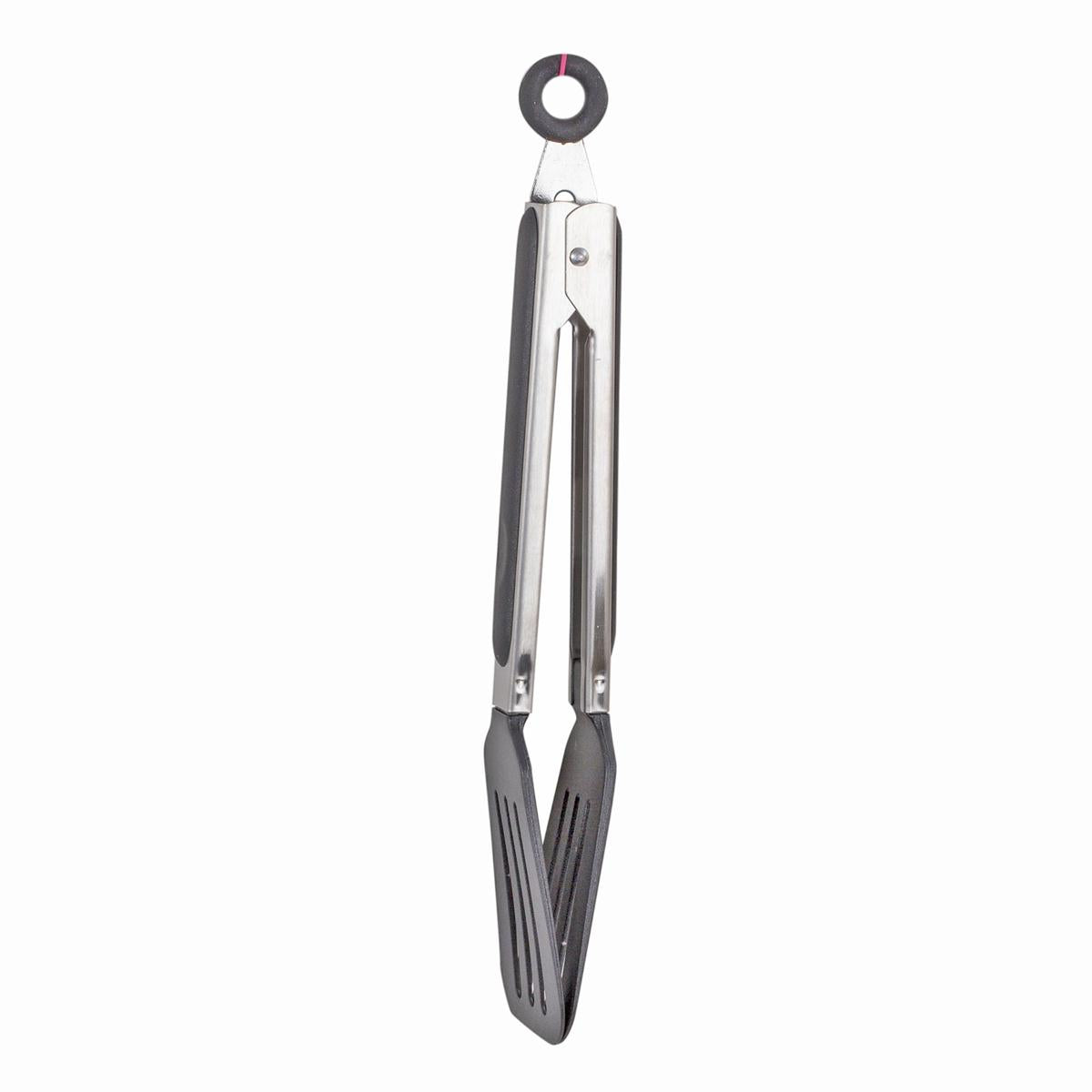 L.Gourmet 9" S/S Flat Tongs w/ Nylon Head, tag (CS)