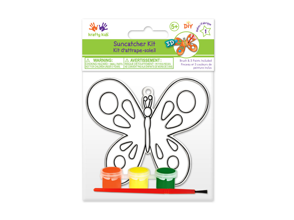 Krafty Kids Kit: 3D DIY 3.5"-4.3" Suncatcher w/3 Paints&Applicator H) Butterfly 2