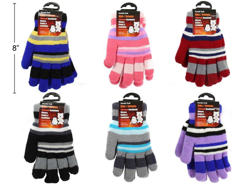 Nordic T. Kids Thermal Insulated Gloves, Stripe, 6/C, O/S, header