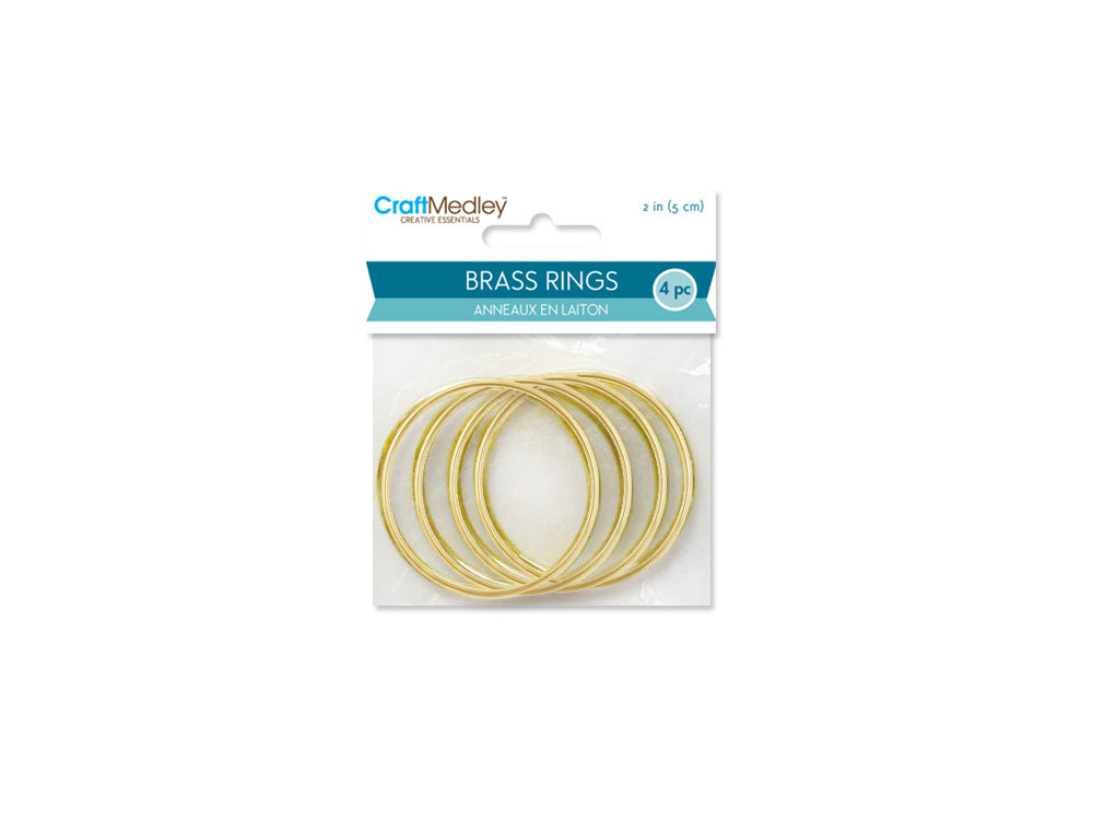 Craft Medley: Brass Rings 2" Round x4