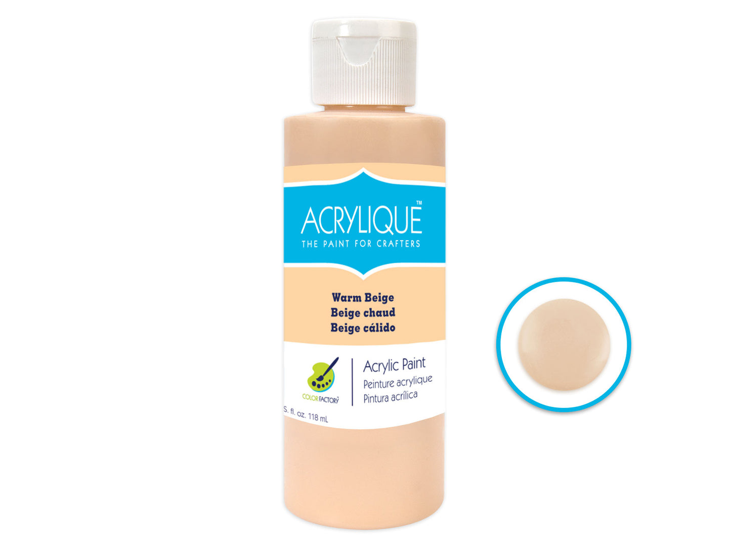 Color Factory: 4oz Acrylique Paint for Crafter's 195 Warm Beige
