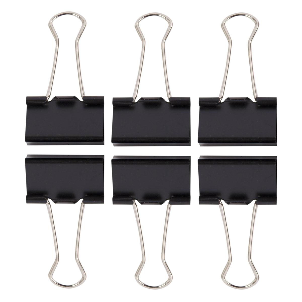 Desk Tech 6-pc 1.25" Binder Clip, Black, b/c