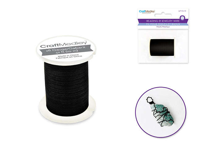 Beading/Jewelry Wire: 28g Metallic Colors 10m Spool H) Black