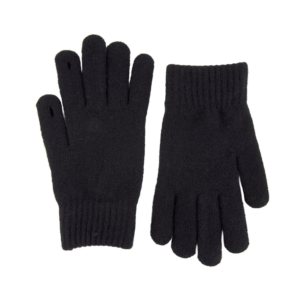 NordicT. Knit Glove w Finger Slit, Ladies, touch finger, Black , hc