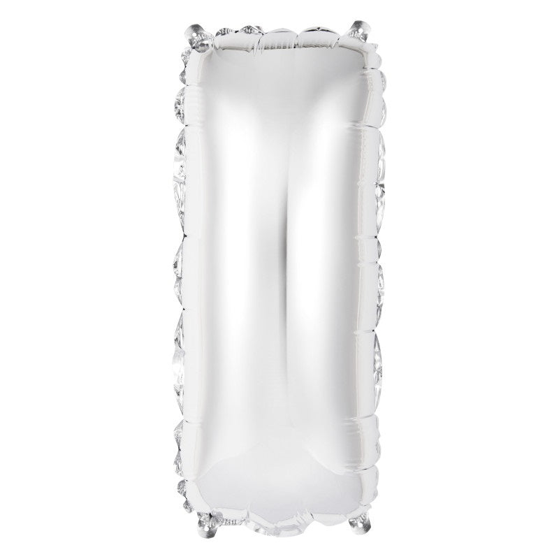 Silver Letter I Shaped Foil Balloon 14"  Packaged