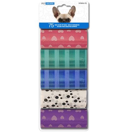 DOG CLEAN UP BAGS - PRINTED 75 PCS