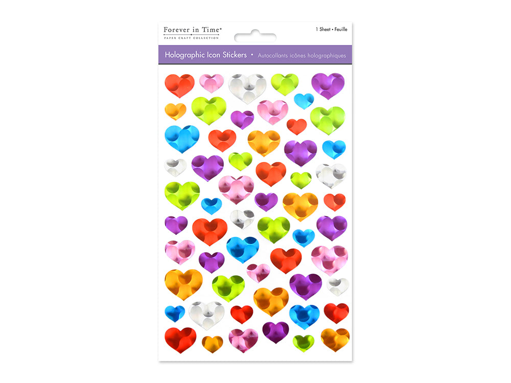 Paper Craft Sticker: 5.5"x8.25" Holographic Icons D) Heart