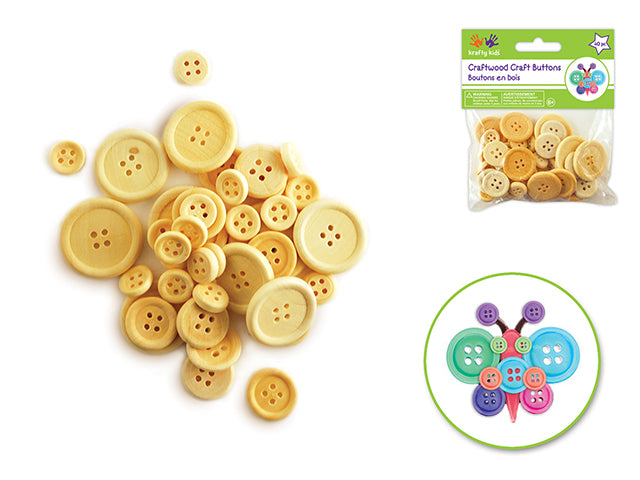 Craftwood: Craft Buttons 40/pk Natural