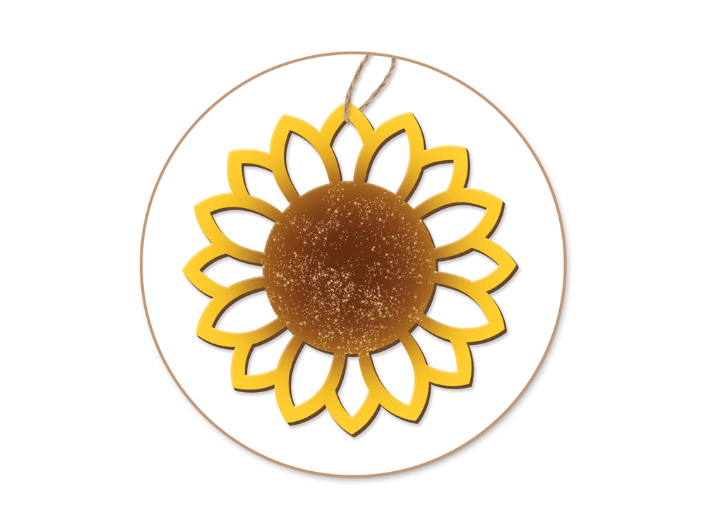 Wood Craft: Wood Ornaments x2 Asst Laser-Punch w/Jute Cord Hanger B) Floral