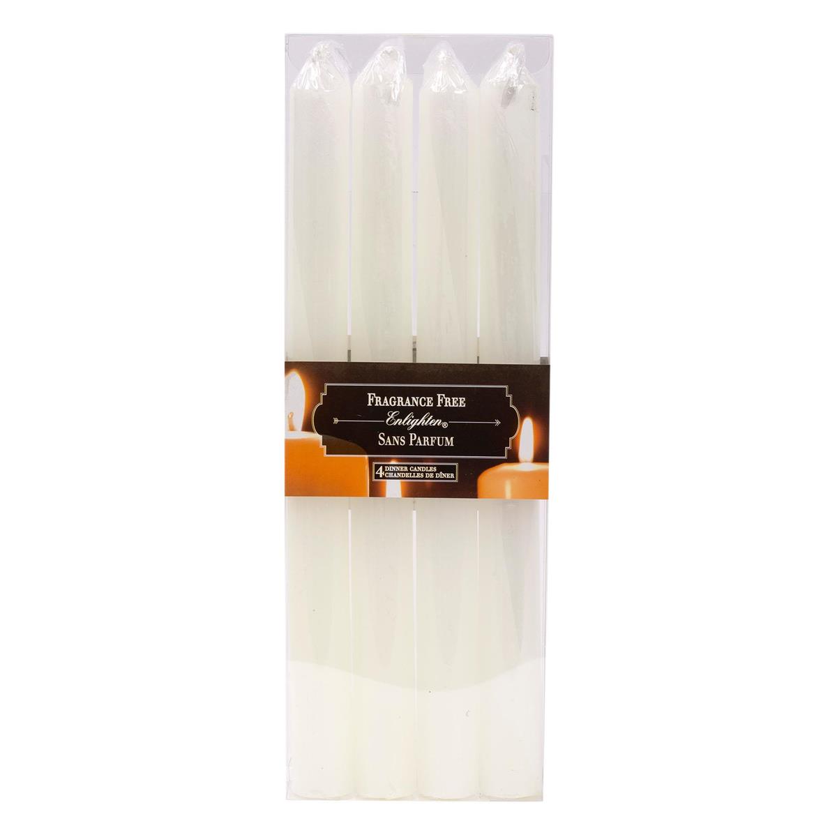 KG Enlighten 4Pk 10" Diner Candle, White, Unscented (Az)