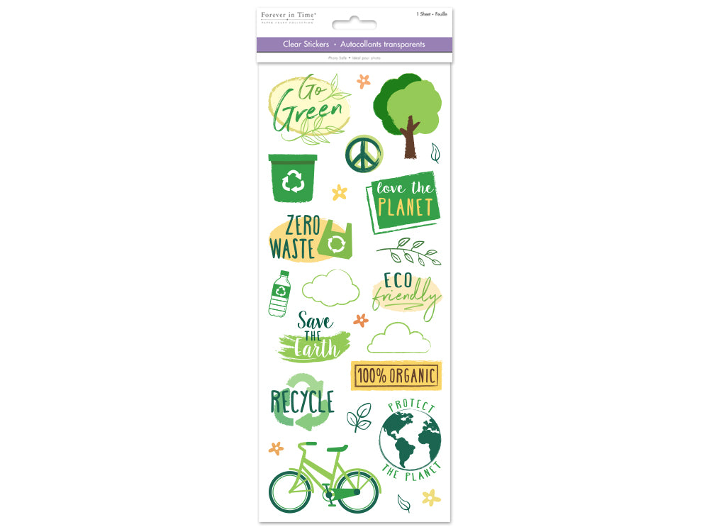 Paper Craft Sticker: 5"x12" Classic Themes 'Clear' Photo Safe 03) Go Green