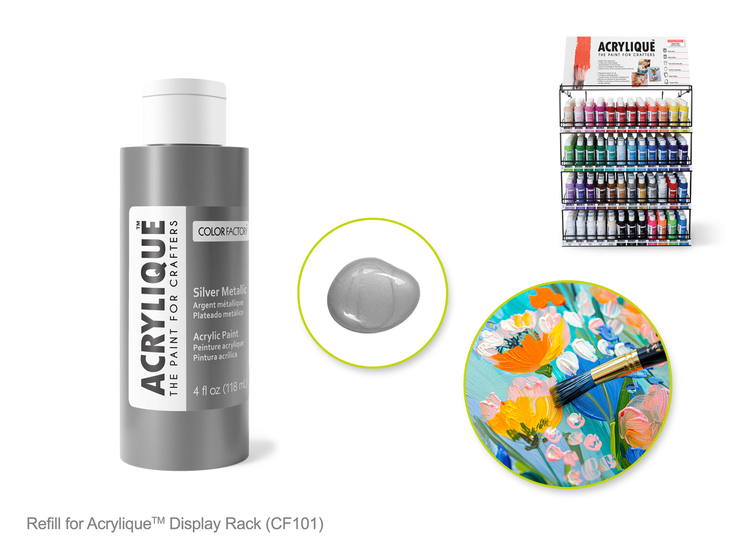Color Factory: 4oz Acrylique Paint for Crafter's 190 Silver Metallic